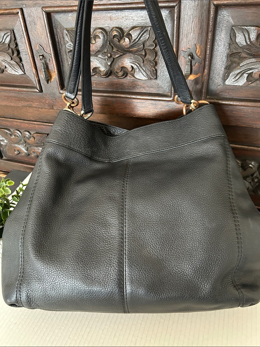 Coach Lexy Black Pebbled Leather Shoulder Bag - Picture 5 of 16